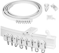 Trintion Bendable Curtain Track Flexible Ceiling Curtain Track Glider Rail White Ceiling Curved Curtain Rail 3 Meters (9.8FT) for Bay Windows RV Room Divider Straight Curtain Rail with Fittings