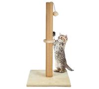 Trintion Cat Scratching Post 74cm Foldable Bottom Tall Cat Claw Scratcher with 1 Toy Ball Natural Sisal Scratch Pole and Soft Carpet Covered Heavy Base Modern Stable Design (White 74cm 1Ball)