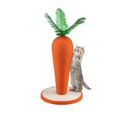 Trintion Cat Scratching Post 74cm Foldable Bottom Tall Cat Claw Scratcher with 4 Toy Ball Natural Sisal Scratch Pole and Soft Carpet Covered Heavy Base Modern Stable Design (Carrot)