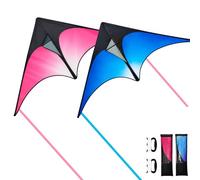 Trintion Delta Kite for Kids and Adults - Lightweight and Extremely Easy to Fly, Perfect for Beginners, Family Outdoor Fun, Beach Trips, Parks Activities Durable Kite (Blue Pink 2PCS)