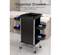 Trintion Hairdresser Trolley Salon Hairdressing Trolley with 4 Drawers and Side Tray Beauty Storage Cart with Hair Dryer Holder - Portable Spa Barber Cart on Wheels