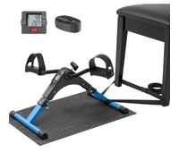 Trintion Mini Exercise Bike, Pedal Exerciser with LCD Display, Leg Exercise Machine, Portable Folding Trainer Adjustable Resistance Fitness Exercise Equipment with Non-Slip Mat and Fixed Strap (blue)