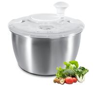 Trintion Salad Spinner Stainless Steel Salad Spinner with Lid Quick Salad Spinner Large Salads Easy Spin White 4.5 Litres