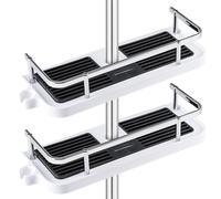 Trintion Shower Riser Rail Wall Mounted Shower Slide Bar with Soap Adjustable Shower Head Guide Rail Slide Bar Stainless Steel for Home Bathroom (White+Black)