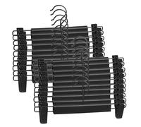 Trintion Trouser Hanger, 20Pack Skirt Hangers with Clips, Space Saving Heavy Duty Non-Slip Adjustable Clips Hooks for Organizing Trousers, Skirts, Jeans, Towels, and Sheets (Black x 20)