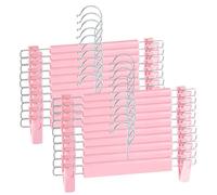 Trintion Trouser Hanger, 20Pack Skirt Hangers with Clips, Space Saving Heavy Duty Non-Slip Adjustable Clips Hooks for Organizing Trousers, Skirts, Jeans, Towels, and Sheets (Pink x 20)