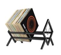 Trintion Vinyl Storage Metal Record Stand 80-100 LP Storage Vinyl Organizer Vinyls Record Storage Holder Creative CD Display Stand for the Office or Any Room