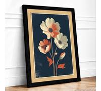 Trio Botanical Framed Wall Art Print A1 (84.1×59.4cm) Black, Wall Decor for Living Room, Bedroom, Office & Home, Ready to Hang, Art Gift