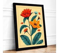 Trio Botanical Framed Wall Art Print A1 (84.1×59.4cm) Black, Wall Decor for Living Room, Bedroom, Office & Home, Ready to Hang, Art Gift