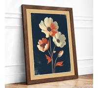 Trio Botanical Framed Wall Art Print A1 (84.1×59.4cm) Walnut, Wall Decor for Living Room, Bedroom, Office & Home, Ready to Hang, Art Gift