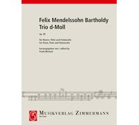 Trio en ré mineur: (arrangement de la partie de flûte originale par le compositeur). op. 49. flute, cello and piano. Partition et parties.