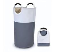 TRIO Foldable Laundry Basket 90L - Large Laundry Hamper with Aluminium Handles, Thick Self-Standing Fabric, Space-Saving Clothes & Toy Storage Organiser (Gray/Dark Gray)