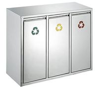 TRIO Kitchen Waste Bin 24 L (3 x 8 L) Brushed Stainless Steel 3 Compartments