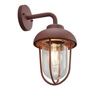 Trio Leuchten Duero 202760124 Outdoor Wall Light Die-Cast Aluminium Rust-Coloured Glass Clear Excluding 1x E27