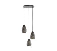 Trio Leuchten Onyx 301300342 Pendant Light Metal Anthracite/Gold-Coloured Interior/Fabric Coated Cable Black
