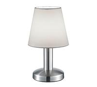 Trio Leuchten Table Lamp Mats II 599700101, Metal Nickel Matte, Fabric Lampshade White, 1x E14, On/Off Touch