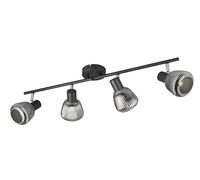 Trio Leuchten Tarifa 862800432 Spot Bar, Matt Black Metal, Glass Chrome Sprayed, Excluding 4X E14