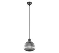 Trio Leuchten Tarifa Pendant Light 362800132, matt Black Metal, vaporized Chrome Glass, excl. 1x E27