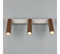 Trio Lighting Ambala LED ceiling spotlight. Length 44 cm, grey/brown, 3-bulb.