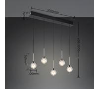 Trio Lighting Calista LED hanging light, chrome, length 100 cm, metal/glass, 5-bulb