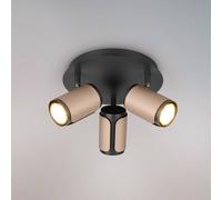 Trio Lighting Ceiling spotlight Gillan, coffee, 3-bulb, round, metal, GU10