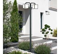 Trio Lighting Cubango LED lamp post with two cubic lampshades