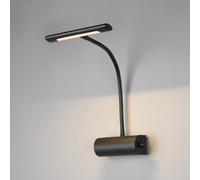 Trio Lighting Curtis wall light with flex arm, dimmable, black