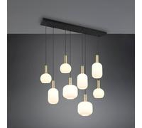 Trio Lighting Diva pendant light, 8-bulb, brass-coloured, opal, metal, glass