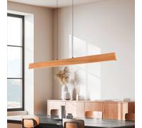 Trio Lighting Edgewood LED hanging light, length 150 cm, wood-coloured wood, CCT