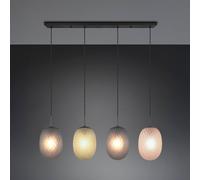 Trio Lighting Facette pendant light, multicoloured, length 117 cm, 4-bulb, glass