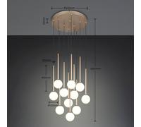 Trio Lighting Firano hanging light, gold-coloured, Ø 66 cm, metal, 11-bulb