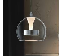 Trio Lighting Flynt LED hanging light, Ø 20 cm, chrome-coloured, metal/glass, CCT