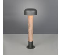 Trio Lighting Fraser path light, grey/wood look, aluminium, IP54, height 84.5 cm