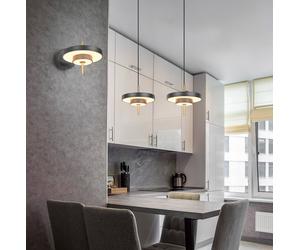 Trio Lighting Keaton LED hanging light, black/gold, Ø 40 cm, CCT