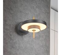 Trio Lighting Keaton LED wall lamp, black/gold Ø 20 cm metal, CCT