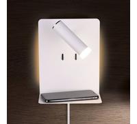 Trio Lighting LED wall lamp Element with shelf, matt white