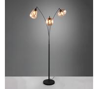 Floor Light Black Lumina 3 Matt Amber Glass Trio 417000313