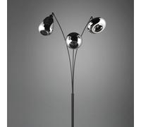 Trio Lighting LUMINA floor lamp, 3-bulb, black/chrome, glass