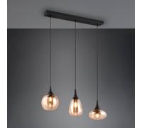 Trio Lighting LUMINA pendant light, 3-bulb, black/amber, glass