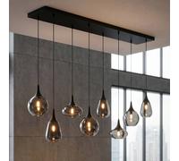 Trio Lighting LUMINA pendant light, 8-bulb, black/chrome, glass