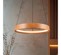 Trio Lighting Lynwood LED hanging light, Ø 50 cm, wood colour, wood, dimmable