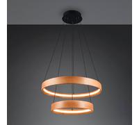 Trio Lighting Lynwood LED hanging light, Ø 60 cm, wood colour, wood, 2-bulb