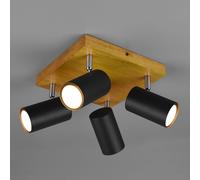 Trio Lighting Marley ceiling spotlight, matt black, 4-bulb
