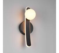 Trio Lighting Napoli LED wall light, matt black, height 34 cm, metal CCT