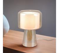 Trio Lighting Rocka table lamp, amber, height 29 cm, glass/fabric