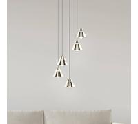 Trio Lighting Romeo LED hanging light, Ø 28 cm, nickel-coloured, metal, 5-bulb.