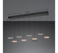 Trio Lighting Sirena LED hanging light, black/amber/smoke, 167 cm, glass, 8-bulb