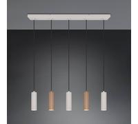 Trio Lighting Soka hanging light, brown/grey, length 85 cm, metal, 5-bulb.