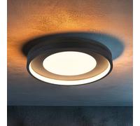 Trio Lighting Solea LED ceiling lamp, matt black, Ø 40 cm, plastic