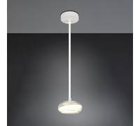Trio Lighting Tarsia LED hanging light, matt white, Ø 21 cm, glass